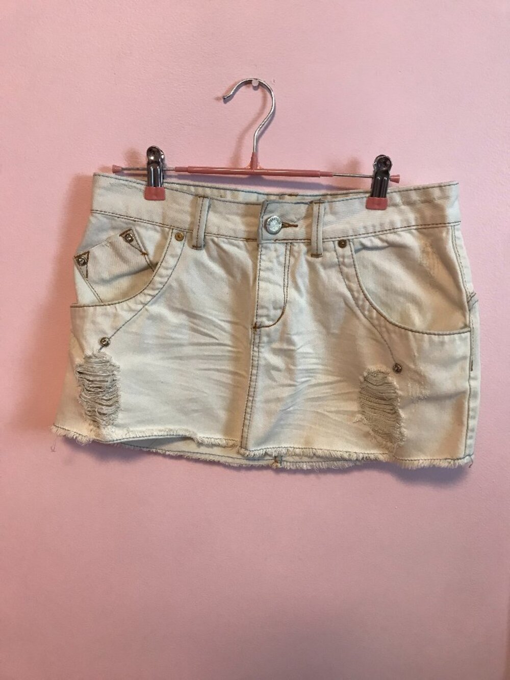 Contatho Street Life White Denim Mini Skirt